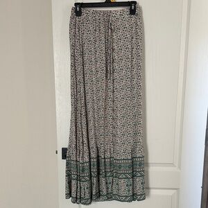 Floral Maxi Skirt with Green Accents